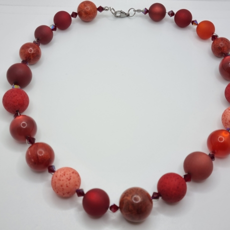 Polariskette Extra Große Perlen Rot Perlenkette Polaris (827)