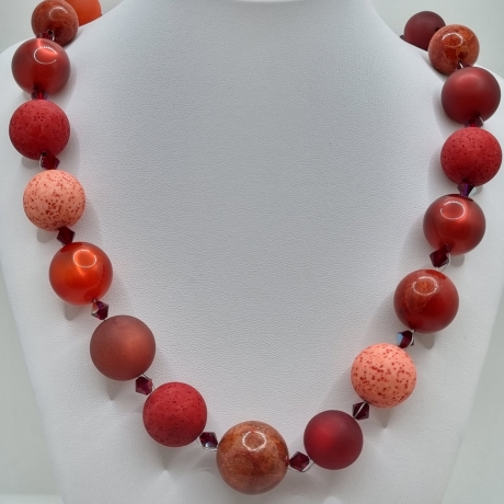 Polariskette Extra Große Perlen Rot Perlenkette Polaris (827)