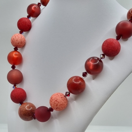 Polariskette Extra Große Perlen Rot Perlenkette Polaris (827)