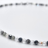 Kette Kristalle Weiß Schwarz Anthrazit Silber Kristalle (828)