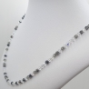 Kette Kristalle Weiß Schwarz Anthrazit Silber Kristalle (828)