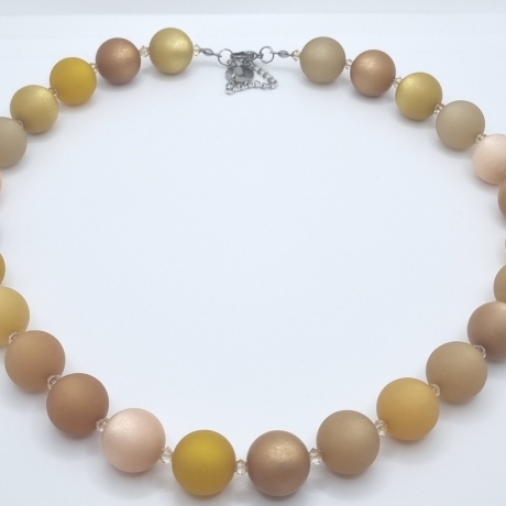 Polariskette Braun Beige Perlenkette mit Kristallen (830)