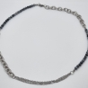 Edelstahlkette mit Obsidian Gliederkette mit Perlen (831)