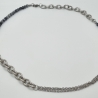 Edelstahlkette mit Obsidian Gliederkette mit Perlen (831)