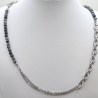 Edelstahlkette mit Obsidian Gliederkette mit Perlen (831)