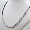 Edelstahlkette mit Obsidian Gliederkette mit Perlen (831)