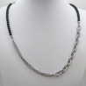 Edelstahlkette mit Onyx – mit schwarzen Onyxperlen (831)