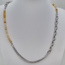 Edelstahlkette mit Topas Gliederkette mit Edelsteinperlen (831)