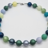 Polariskette Grün Blau mit Kristallen | Perlenkette (834)
