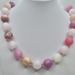 Polariskette Rosa mit Kristallen | Perlenkette | Rosatöne (834)