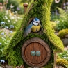 Hobbit Vogelhaus mit Moosdach & Herztür 