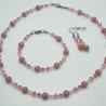 Schmuckset Rosa | Kette Armband  Polarisperlen & Bicone (835)