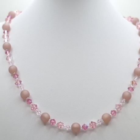 Schmuckset Rosa | Kette Armband  Polarisperlen & Bicone (835)