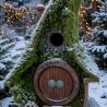 Hobbit Vogelhaus mit Moosdach & Herztür 