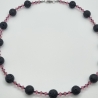 Handgemachte Lavaperlen Kette mit Bicone Kristallen Rosa (837)