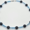 Handgemachte Lavaperlen Kette mit Bicone Kristallen Blau (837)