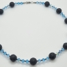 Handgemachte Lavaperlen Kette mit Bicone Kristallen Blau (837)
