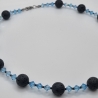 Handgemachte Lavaperlen Kette mit Bicone Kristallen Blau (837)