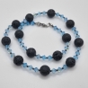 Handgemachte Lavaperlen Kette mit Bicone Kristallen Blau (837)