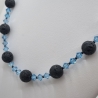 Handgemachte Lavaperlen Kette mit Bicone Kristallen Blau (837)
