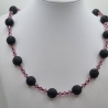 Handgemachte Lavaperlen Kette mit Bicone Kristallen Rosa (837)