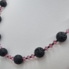 Handgemachte Lavaperlen Kette mit Bicone Kristallen Rosa (837)