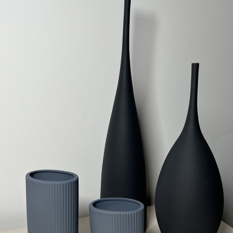 Moderne Vase schwarz Minimalismus Stil Decor Keramik  Ornamente 