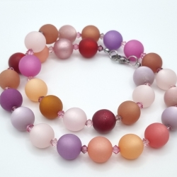 Polariskette Rosa Lila Perlen und Kristallen | Perlenkette (840)