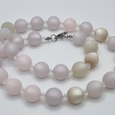Polariskette Weiß Perlen und Kristallen | Perlenkette (840)