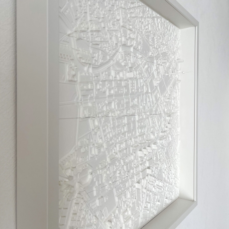 3D-Druck City Map mit Objektrahmen für Wandmontage