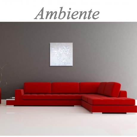 MK1 Art Bild Leinwand Abstrakt Kunst Malerei Acrylbild silber