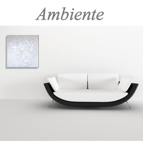 MK1 Art Bild Leinwand Abstrakt Kunst Malerei Acrylbild silber