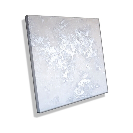 MK1 Art Bild Leinwand Abstrakt Kunst Malerei Acrylbild silber