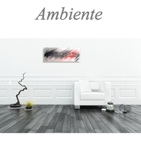 MK1 Art Bild Leinwand Abstrakt Kunst Malerei Acrylbild rot grau
