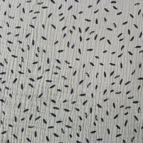 Musselin kleine Federn beige/schwarz