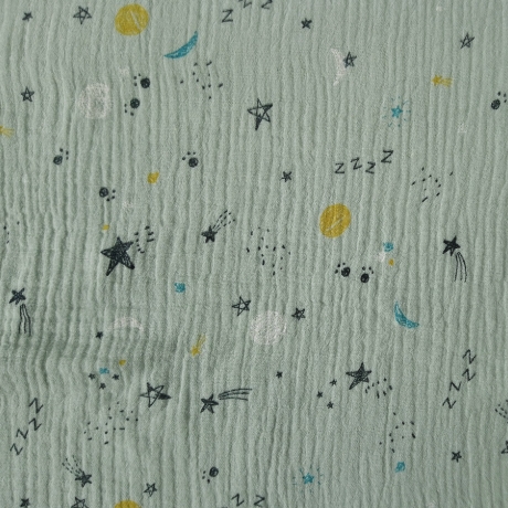 Musselin Galaxie helles salbeigrün