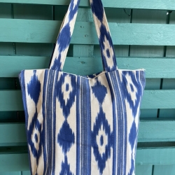 Praktische Einkaufstasche aus Telas de Lengua – blau/weiß mit RV!