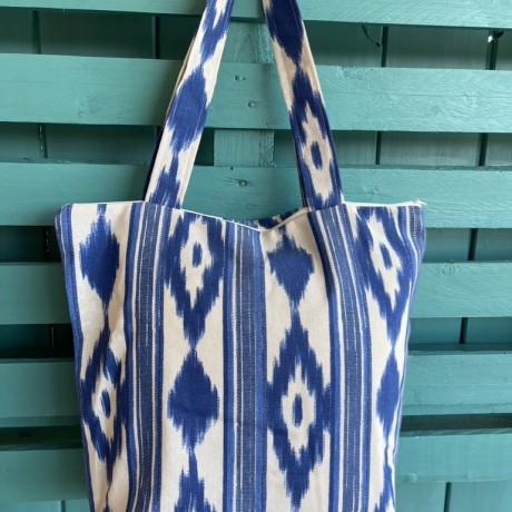 Praktische Einkaufstasche aus Telas de Lengua – blau/weiß mit RV!