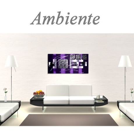 MK1 Art Bild Leinwand Abstrakt Kunst Malerei Acrylbild lila XXL
