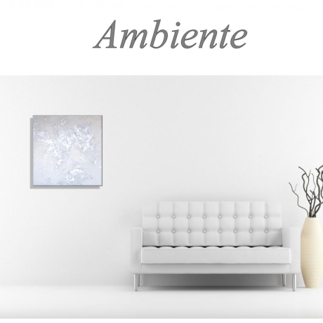 MK1 Art Bild Leinwand Abstrakt Kunst Malerei Acrylbild silber