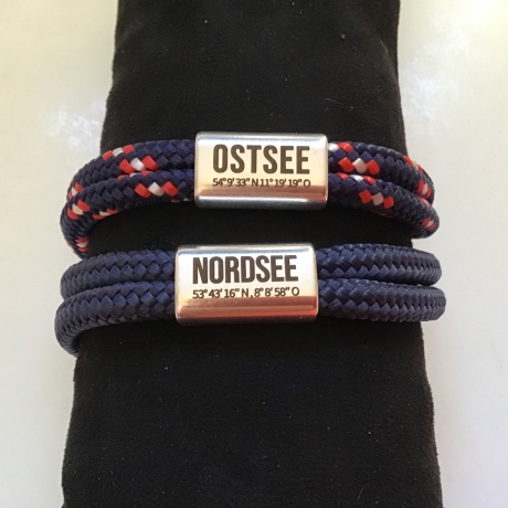 „Ostsee oder Nordsee?“ Segelseil-Armband mit Gravur