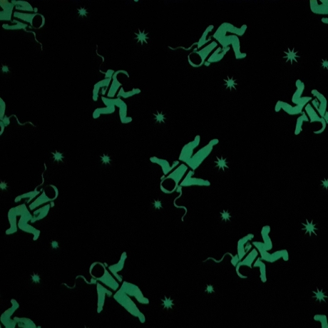Space Glow - glow astronauts on black 