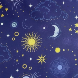 Celestial metallic skies on midnight blue