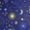 Celestial metallic skies on midnight blue