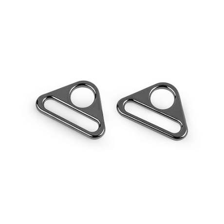 2x Dreieck-Schlaufe 25 mm schwarz-silber Triangel-Ring