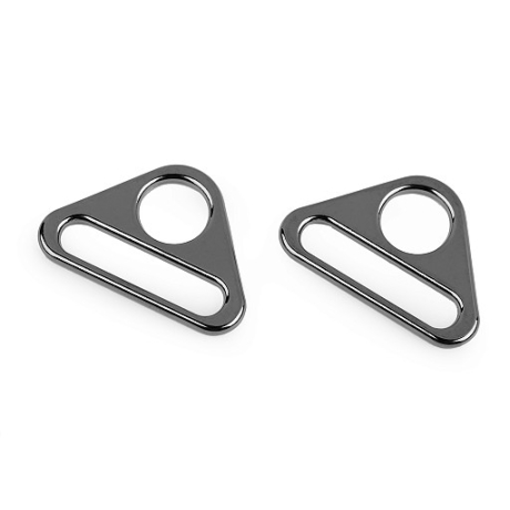 2x Dreieck-Schlaufe 30 mm schwarz-silber Triangel-Ring