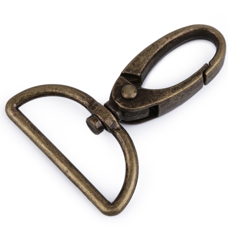 2x Karabinerhaken 30 mm altmessing Karabiner für Taschen