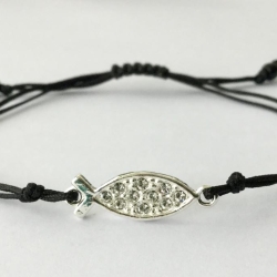 Armband Fisch Ichthys 925 Silber Makramee