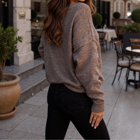 Weicher oversize Strickpullover V-Ausschnitt Pullover XS S M L 