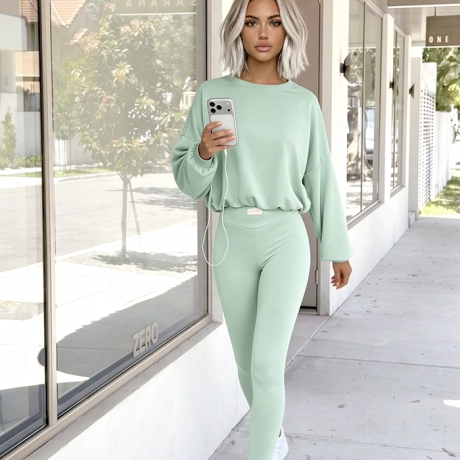 2-Teiler Jogger Anzug in Mint Jogpants & Pullover XS/S & M/L